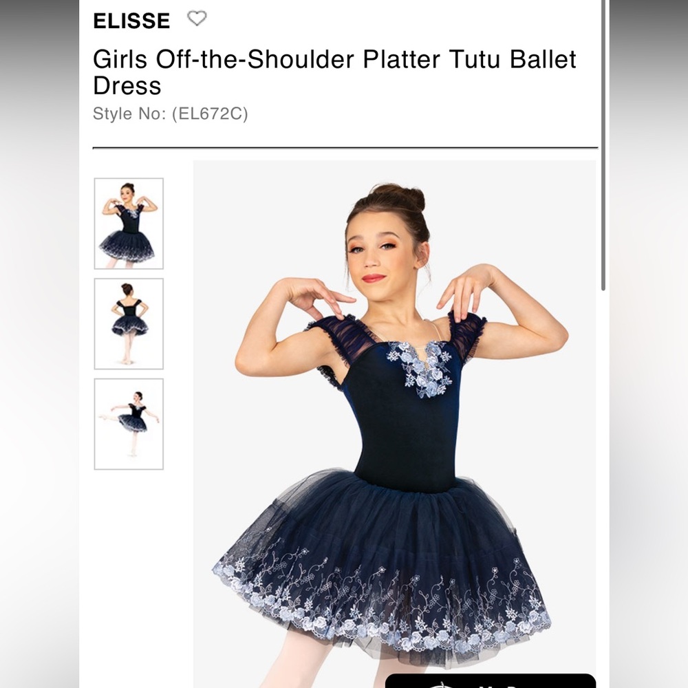 Navy Blue Off-the-Shoulder Ballet Costume